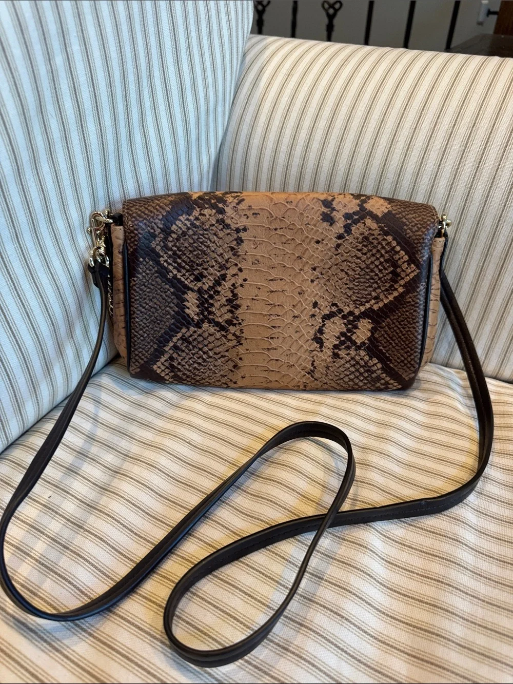 Coach Snake Embossed Leather Mini Ruby Turnlock Crossbody bag with hangtag